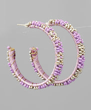 Load image into Gallery viewer, Flower Pattern Beaded Hoops
