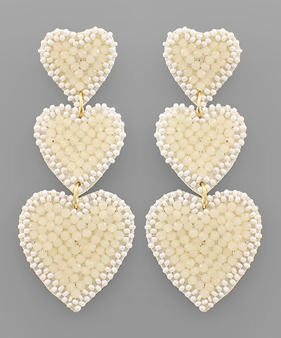 Triple Heart Bead Earrings