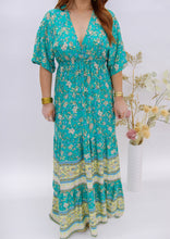Load image into Gallery viewer, Take Me Away Floral Maxi Dress- Jade
