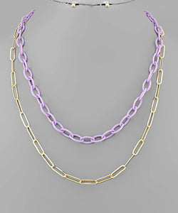 Metal & Acrylic Linked Necklace