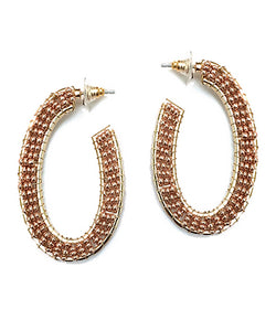 Beaded Oval Open Hoops