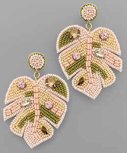 Bead Tropical Leaf Earrings