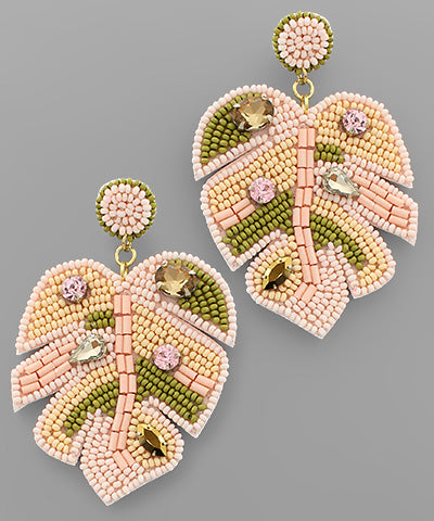 Bead Tropical Leaf Earrings