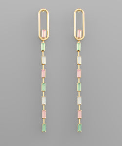 Baguette Bead Row Drop Earrings