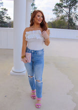 Load image into Gallery viewer, By My Side Ruffle Detail Tube Bodysuit- White
