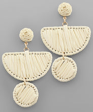 Load image into Gallery viewer, Raffia Wrapped Wedge &amp; Circle Earrings

