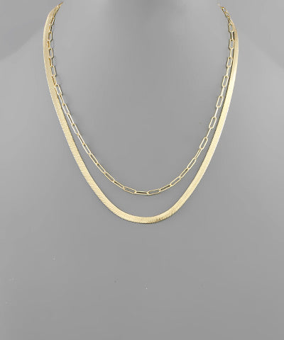 Snake Chain & Paperclip Chain Necklace