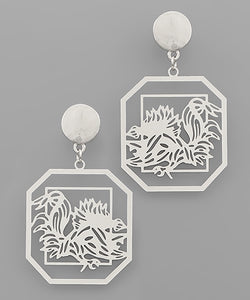 Gamecock Filigree Octagon Earrings