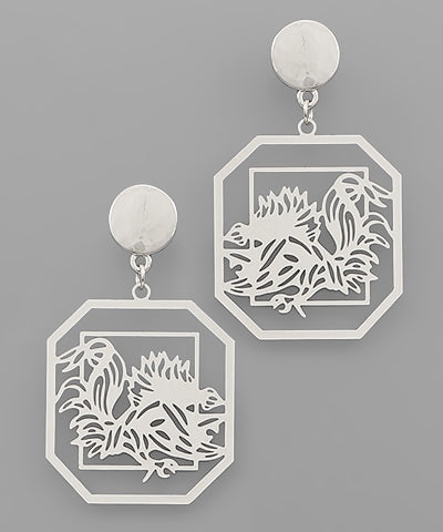 Gamecock Filigree Octagon Earrings
