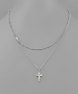Nugget Textured Cross Necklace