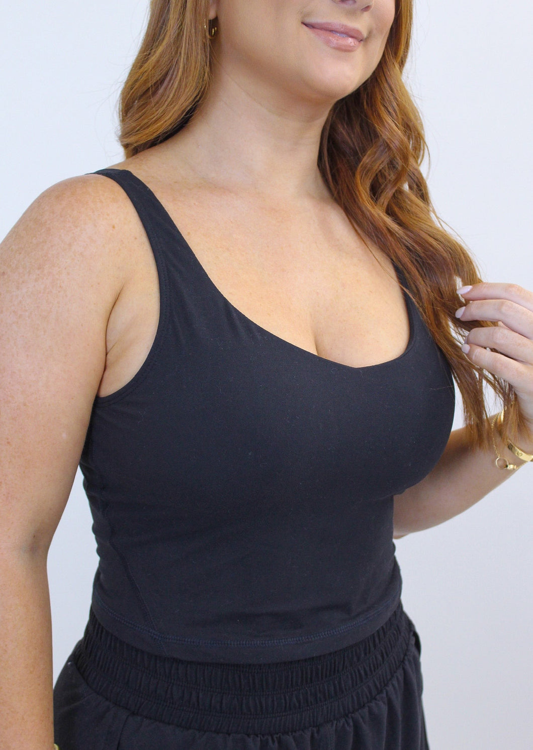 V Neck Yoga Crop Top- Black