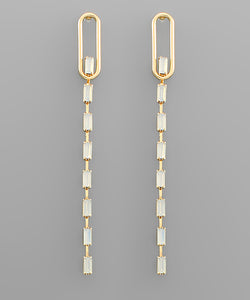 Baguette Bead Row Drop Earrings