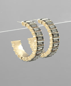 Baguette Crystal Hoops
