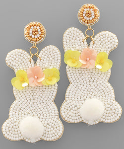 Easter Bunny & Flower Bead Earrings
