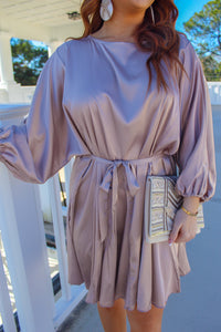 Alissa Satin Dress- Champagne