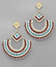 Load image into Gallery viewer, Beaded Square &amp; Fan Earrings
