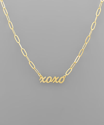 Brushed XOXO Necklace