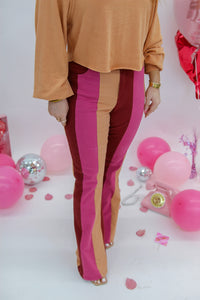 Flirty Color Block Stretchy Pants- Multi