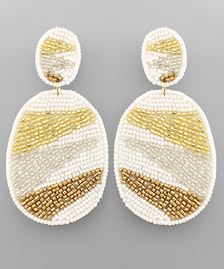 Geometric Pattern Oval Earrings