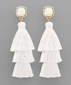 Bead & 3 Layer Tassel Earrings