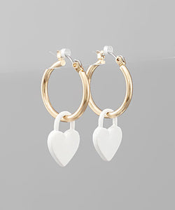Heart Lock Dangle Hoops
