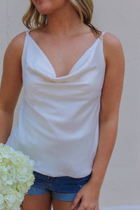 Promised Love Cowl Neck Tank- Cream