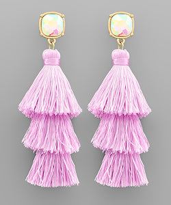 Bead & 3 Layer Tassel Earrings
