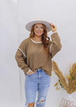 Load image into Gallery viewer, Hunter Contrast Trim Pocket Sweater- Almond
