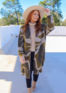 Kaylee Olive Camouflage Cardigan
