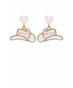 BRIDE Pave Cowgirl Hat Earrings
