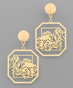 Gamecock Filigree Octagon Earrings
