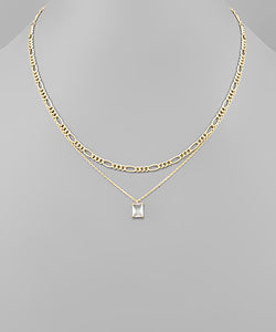Double Chain Square Necklace