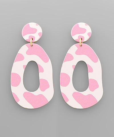 Cow Print Oval Earrings