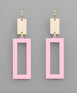 Color Coated Rectangle Earrings