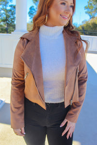 Hayden Suede Moto Jacket- Camel