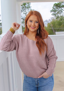 Shannon Pullover Knit Sweater- Mauve