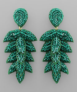 Bead Marquise Leaves Earrings