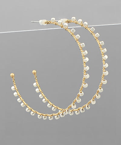 Metal Ball Beaded Hoops