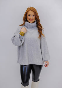 Elissa Fuzzy Oversize Sweater- Grey