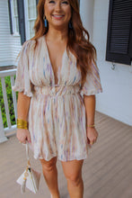 Load image into Gallery viewer, Groove V Neck Shirring Romper- Tan
