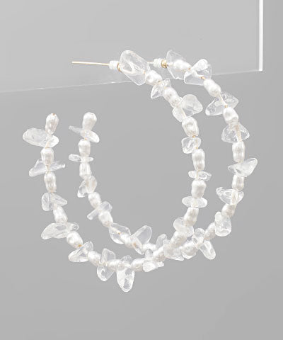 Chip Stone & Pearl Hoops