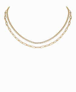 Pave Crystal 2 Layer Necklace