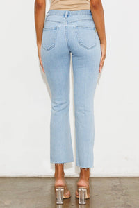 Mid Rise Straight Leg Jeans- Light Wash