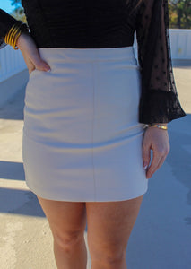 Madi Leather Skirt-White