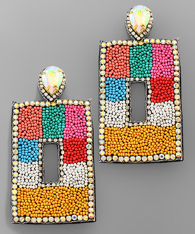 Color Block Rectangle Bead Earrings
