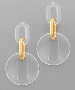 Acrylic Chain & Disk Earrings