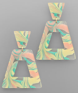 Resin Trapezoid Dangle Earrings