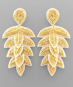 Bead Marquise Leaves Earrings