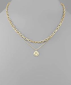 Layered Chain Happy Necklace