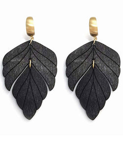 Wooden Leaf Earrings